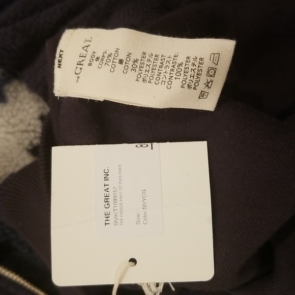 💕THE GREAT💕 The Fleece Half Zip Pullover ~ Navy Canyon Geo 1 NWT - Picture 16 of 16
